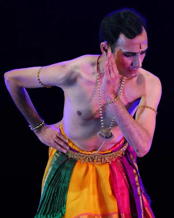 A moment from my solo thematic presentation 'Sharanagathi' at the Articulate Festival. Solo work allows for a deep, personal exploration of a theme.