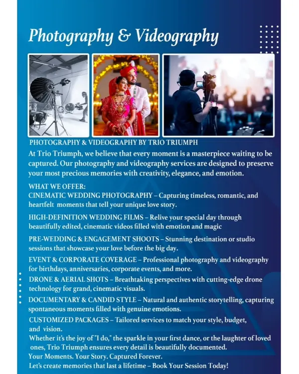 An overview of our photography and videography services. We believe every moment is a masterpiece waiting to be captured, and we work with the best teams to document your day.