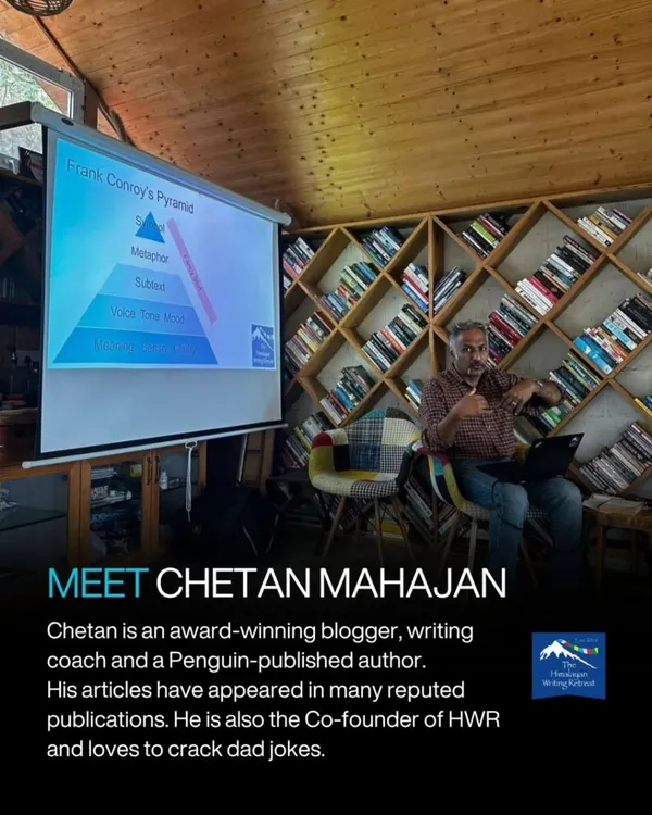 Join me, Chetan Mahajan, for an immersive creative writing course in the Himalayas. In this residential workshop, you'll learn to write, edit, and pitch your book, all while surrounded by the mountains and a supportive community.
