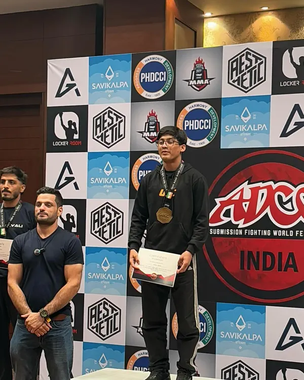 One of our fighters standing proudly on the podium at the ADCC India Open. Competing is a test of character, and we are proud of everyone who steps on the mat.