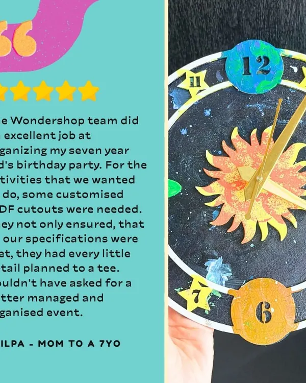 I love going the extra mile, like creating custom MDF cutouts for a space-themed party. It's so rewarding to hear that the detailed planning made the event special.