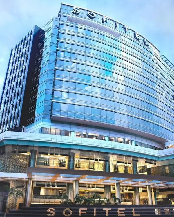 The striking glass facade of the Sofitel hotel in Mumbai's Bandra-Kurla Complex, a 5-star project that showcases our expertise in creating opulent, large-scale urban hospitality landmarks.