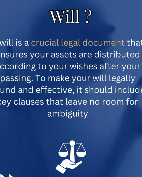 A will is a critical legal document that outlines your wishes for asset distribution after you are gone. My goal is to help you draft a will that is so clear it leaves no room for misinterpretation or legal challenges.