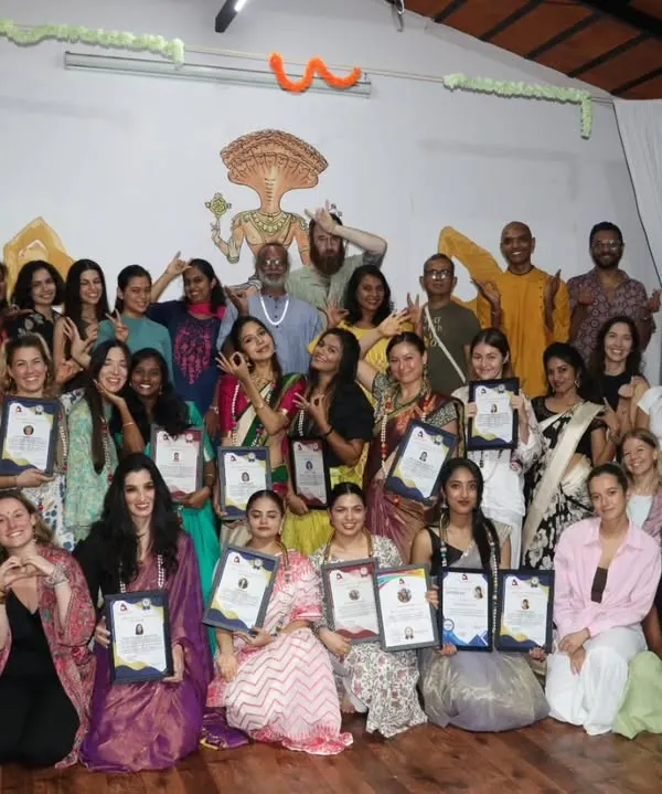 A beautiful celebration with a large, diverse group of graduates from our 200 and 300-hour Yoga Teacher Training Courses. Their smiles and shared energy mark the beginning of their paths as confident new teachers.