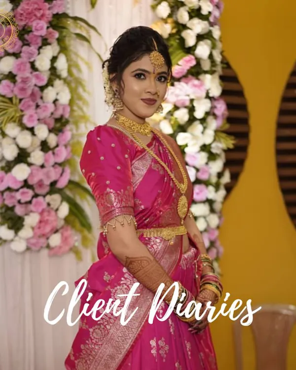Happy customers, happy us! This is from our client diaries, featuring a beautiful client dressed in our traditional South Indian temple jewellery for her special event.