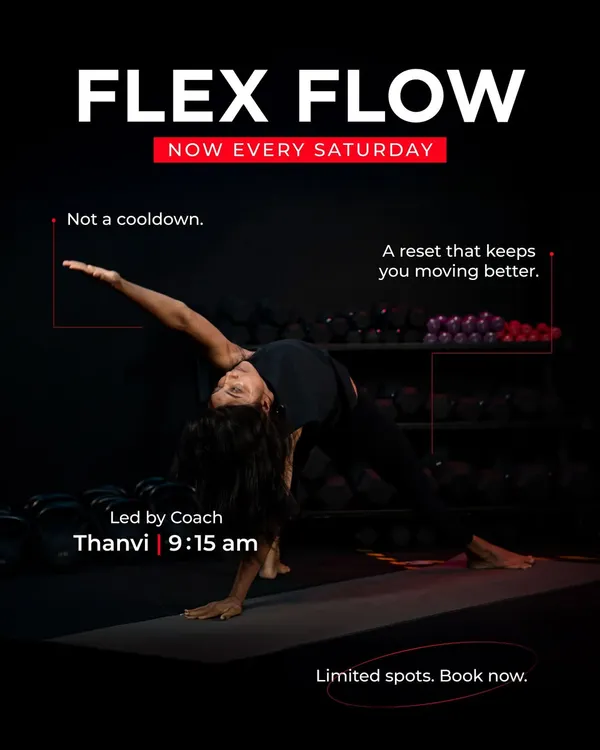 This is your weekend reset. Flex Flow isn't a simple cooldown, it's a structured session blending breath, control, and strength to help you move better and recover smarter all week long.