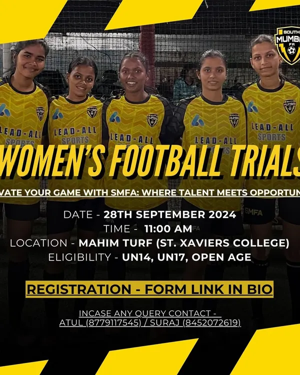 An open call for all female footballers in Mumbai. We hold specific trials for our women's teams, seeking talent for our U-14, U-17, and Open Age squads to compete in official leagues.