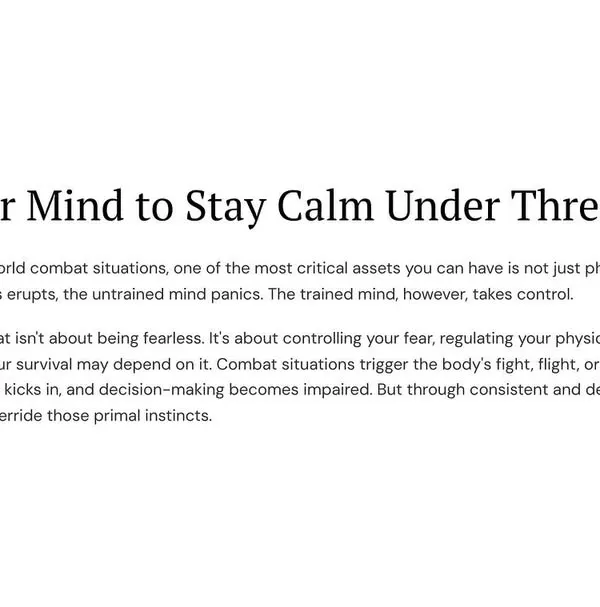 The most important part of self-defense is training your mind to stay calm under threat. When chaos erupts, an untrained mind panics, but a trained mind takes control.