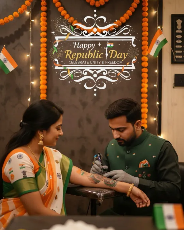 We love celebrating with our clients. This image announces our special Republic Day offer, because what's more desi than getting a new tattoo to celebrate?
