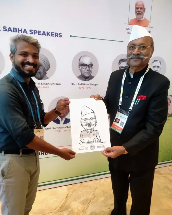 It was an honor to sketch Shri. Shrinivas Patil at the National Legislators Conference in Mumbai. Even in a formal setting, art can bring out smiles.