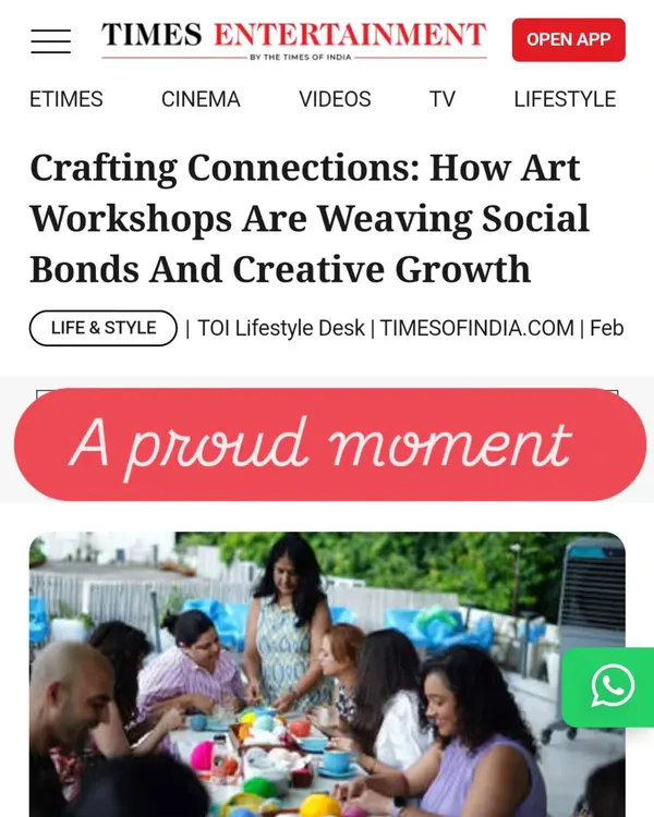 A moment to cherish forever. Being featured in the Times of India for my art workshops was a surreal and proud moment. It's a testament to the love and passion poured into this journey.