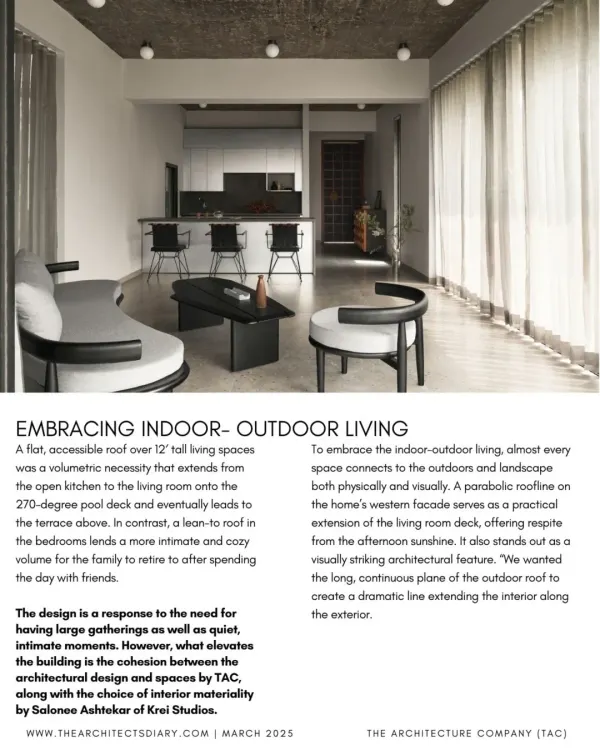 Our Pavilion House project was featured in The Architect's Diary, which highlighted its prairie-style inspiration and seamless indoor-outdoor living. This publication recognizes our effort to create a modern oasis that is a celebration of nature and architecture.