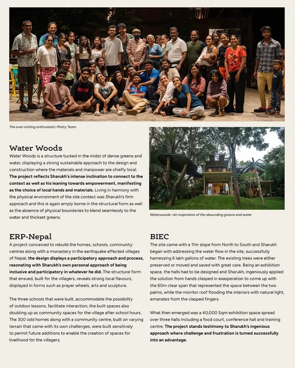 Our ever-enthusiastic Mistry team, featured in Antarya magazine. This image captures our collaborative spirit and highlights some of our key projects and design approaches.