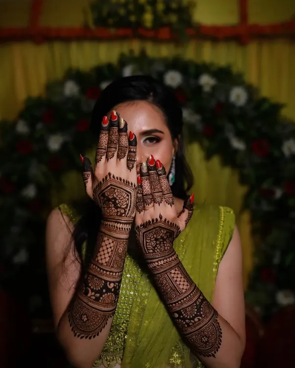 This is what it's all about. Capturing the joy and beauty of a bride on her special day, with mehndi that tells her story. I love creating these full bridal looks.