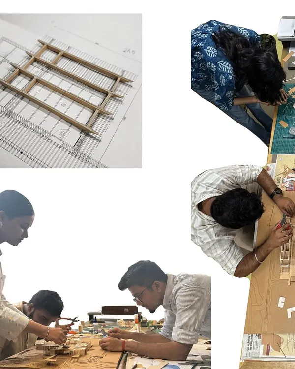 A glimpse into our model making space, where ideas take physical form. We use models extensively to study scale, proportion, and the relationship between spaces, working through design challenges with our hands.