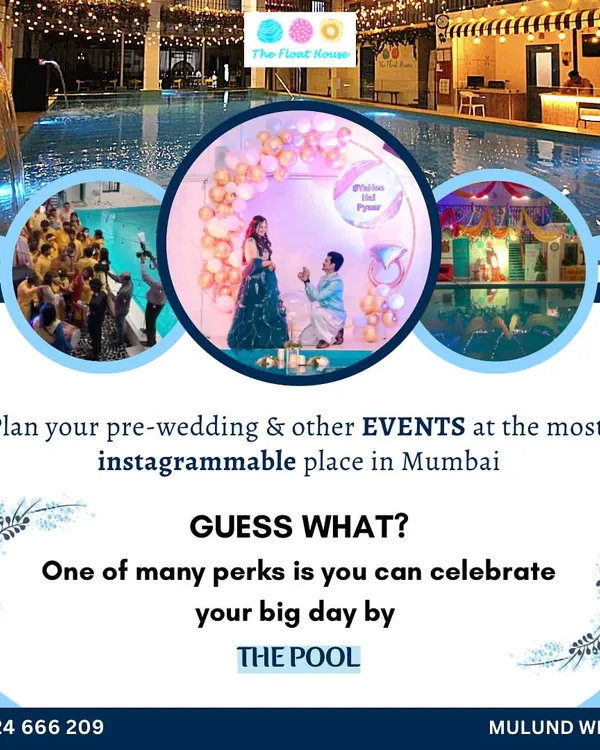Plan your pre-wedding events at one of the most Instagrammable places in Mumbai. This graphic highlights our poolside venue as the perfect spot for a unique and memorable celebration.