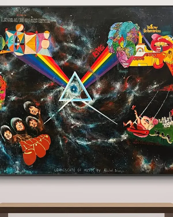 'Lemniscate of Music', a cosmic tribute to some of the greatest album covers in history, from Pink Floyd to The Beatles. This was a private commission celebrating the infinite and timeless influence of music.