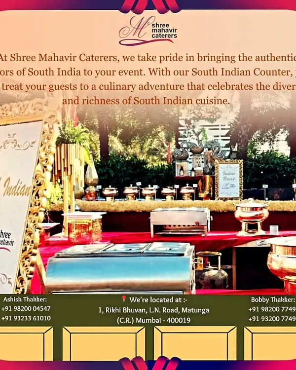 This is my dedicated South Indian counter, fully equipped and elegantly presented. I provide everything needed to serve authentic dishes like dosa and idli, ensuring a high-quality, hassle-free addition to your event.