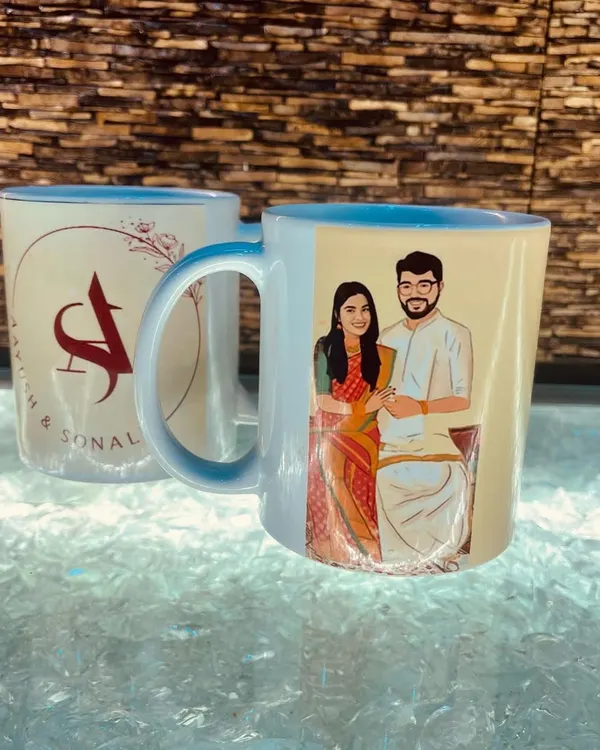 How beautiful is this custom illustrated mug? I can turn a couple's photo into a unique piece of art, perfect for adding to a "bride to be" or "groom to be" hamper. This one features a lovely couple in their traditional wedding attire.