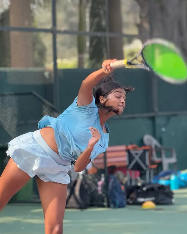 A powerful serve is a game-changer in competitive tennis. Here, one of our dedicated student-athletes demonstrates the explosive technique and focus we cultivate through our high-performance training program at the Mumbai academy.