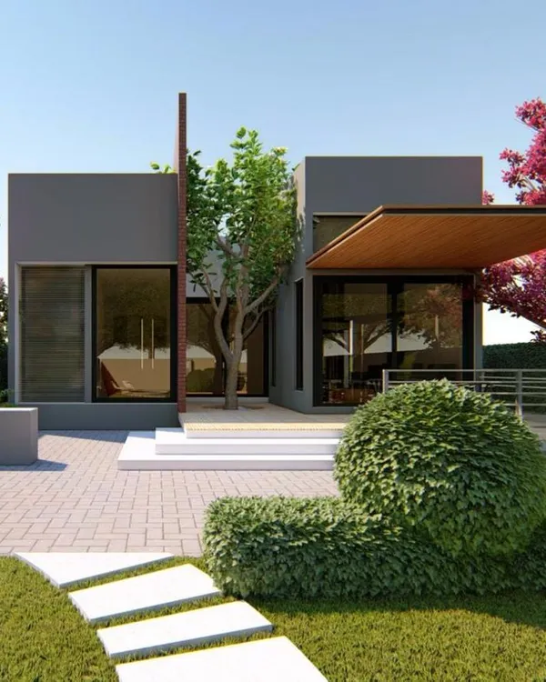 A modern villa design where the architecture and landscape are one. We focused on creating a seamless flow from the interior living spaces to the manicured lawn and curated gardens, using clean lines and natural materials.
