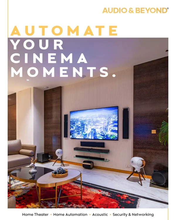 This living room setup is designed for automated cinema moments. With a single command, you can dim the lights, lower the blinds, and start the movie, with every element from the surround sound to the room temperature perfectly controlled.