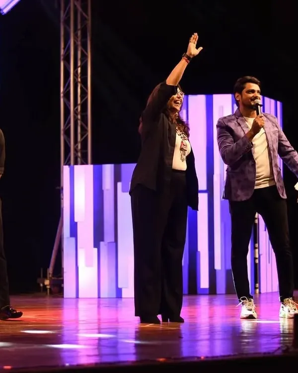 On stage with the legendary choreographer Geeta Kapur at the RSDA annual dance event. It was an honor to share the stage and host this prestigious function.