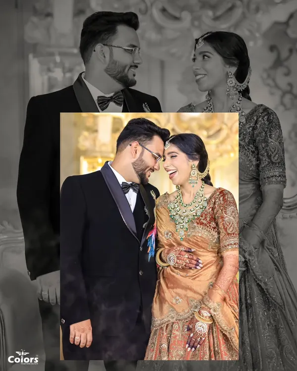 A beautiful color-pop edit, where a joyful color photo is layered over a classic black and white version.