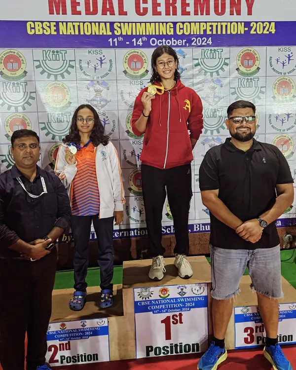 Another podium finish for Prapti Ghose at the CBSE National Swimming Competition. Standing proud with her gold medal, a testament to her dedication and our focused training program.