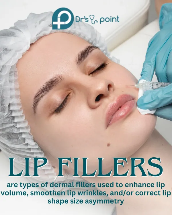 A client receiving a lip filler injection. This procedure uses dermal fillers to enhance lip volume, smooth wrinkles around the mouth, and correct any shape or size asymmetry.