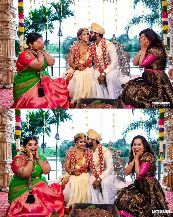 The priceless reactions of friends and family during a playful moment in the wedding ceremony. We love capturing these candid interactions that add so much joy to the day.