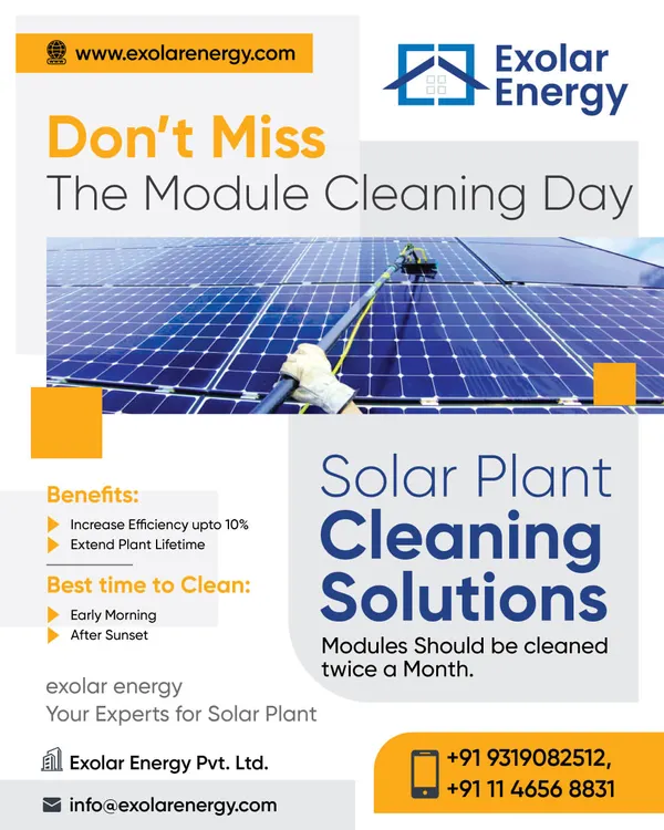 Don't let dust and grime reduce your savings. This graphic explains the direct benefits of our module cleaning services, including a noticeable increase in efficiency and a longer lifespan for your solar plant.