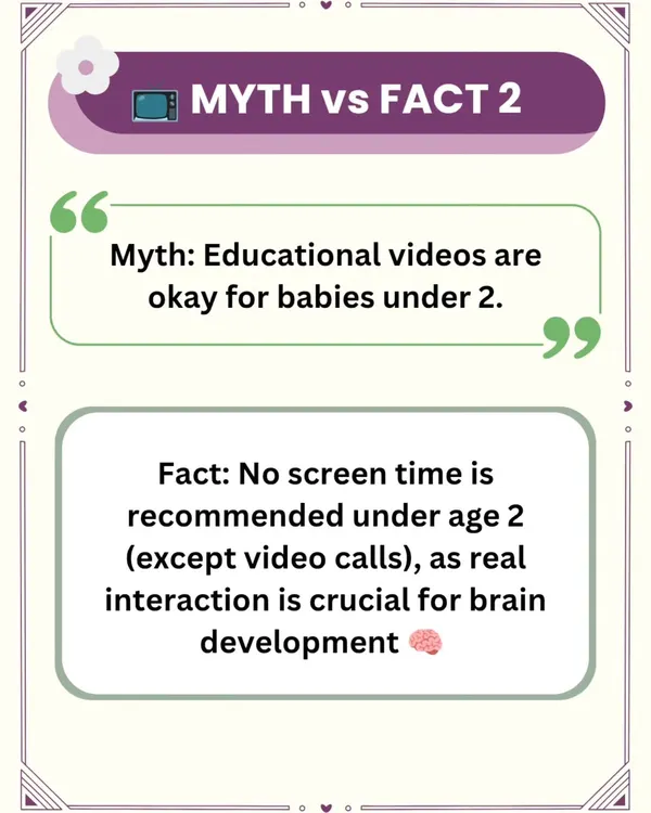 This is a crucial fact for early development. I advocate for no screen time for children under two, as real-world interaction is what truly builds a strong foundation for a healthy brain.
