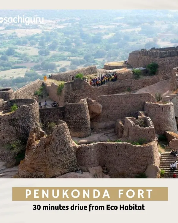 A photo of the historic Penukonda Fort, just a 30-minute drive from our Eco Habitat Farms.
