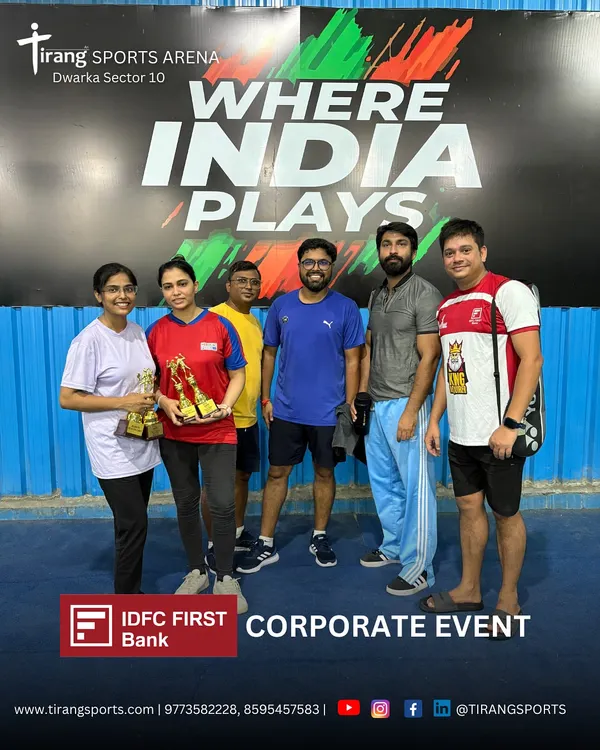 The winning team from the IDFC First Bank corporate event proudly showing off their trophies at our Dwarka Sector 10 centre. A little friendly competition is great for team morale.