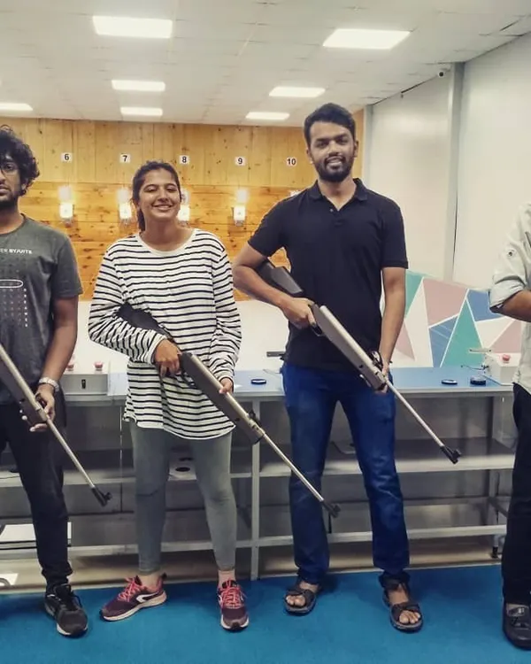A group of friends after their first air rifle experience. It's a fantastic way to challenge each other and learn a new skill in a fun, controlled setting.