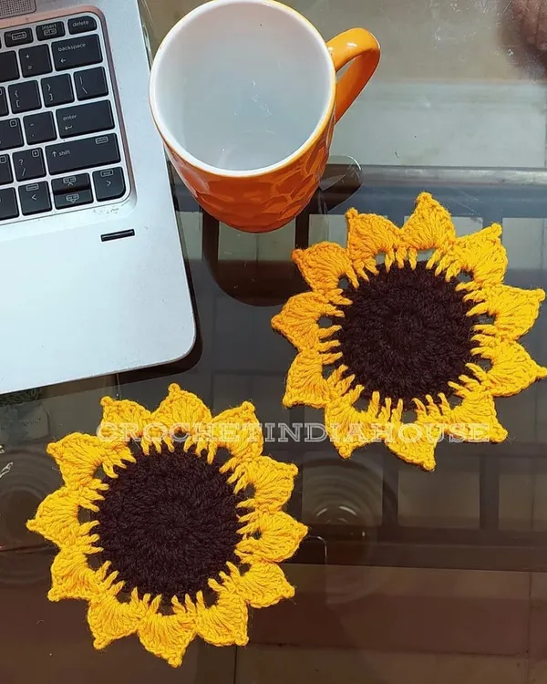 My handmade sunflower coasters are perfect for your work-from-home desk or coffee table. They add a bit of brightness to your day while keeping your surfaces safe.