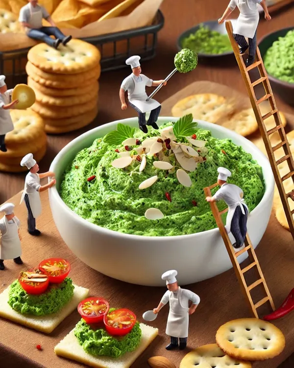 Our little chefs are hard at work, crafting your dips to perfection one tiny detail at a time. This fun AI-generated image shows the labour of love that goes into every bite.