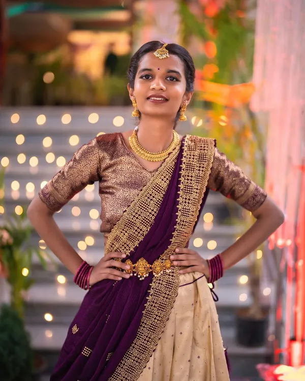 The sister of the bride, looking confident and beautiful. For her, we did a very natural, minimalist makeup look that enhanced her youthful features, paired with a simple traditional braid.