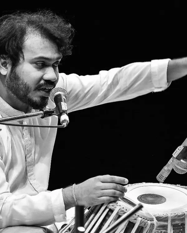 A black and white portrait taken during a performance. The intensity of the moment is often best captured without color.