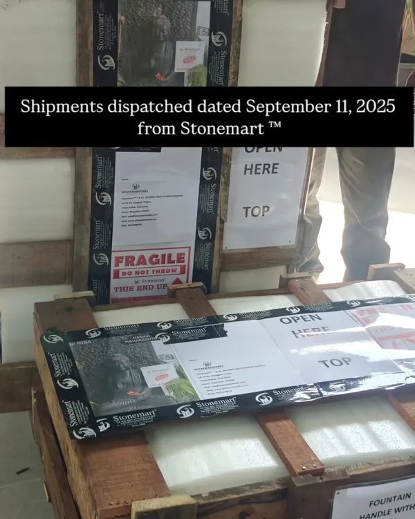 Shipments dispatched from our facility. Each piece is packed in a sturdy wooden crate with clear labeling and "Fragile" warnings to ensure careful handling during transit.
