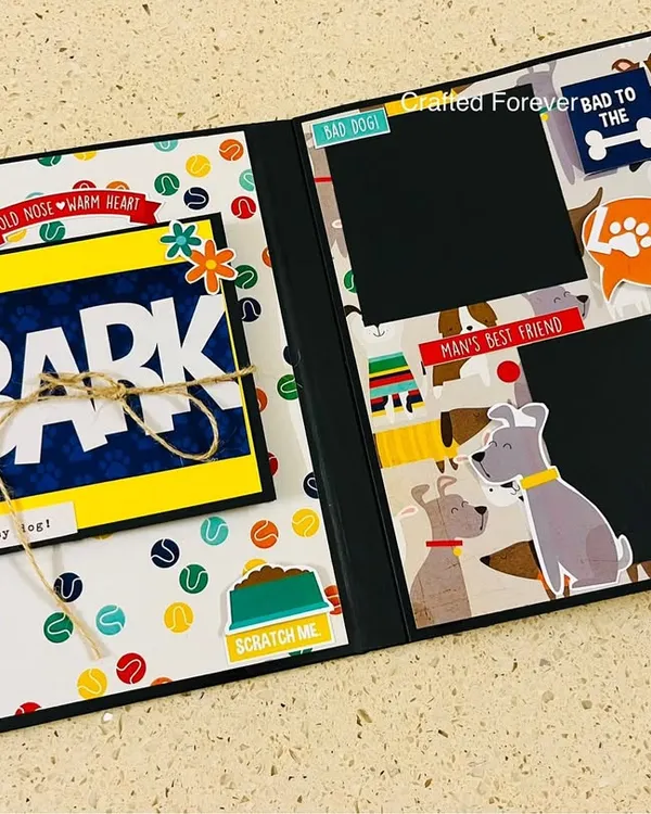 Every pawsome memory deserves a special place. This is an inside look at our dog-themed scrapbook, featuring fun stickers, interactive elements, and spots for your favorite photos.