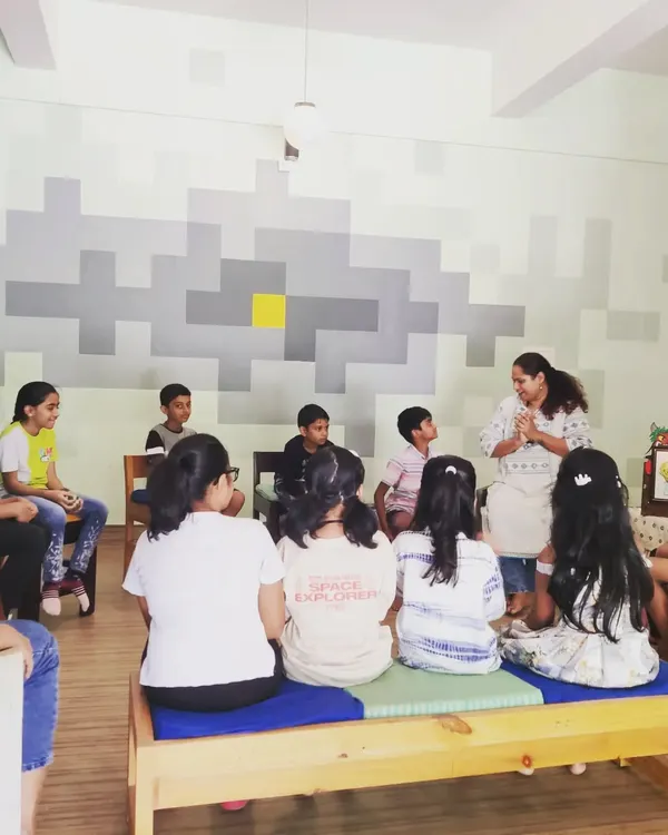 A classic story circle during our 'Nautical Narratives' workshop. I love seeing the kids so captivated, listening intently as we explore stories of sailors and the sea together.