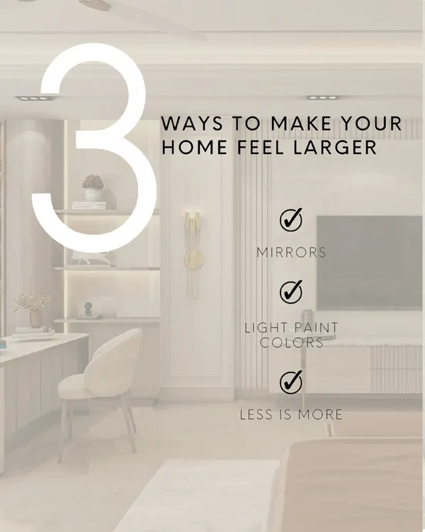 Here are three easy ways to make your home feel more spacious: use mirrors to bounce light, choose light paint colors, and embrace minimalism. Sometimes, it is not about more space, just smarter styling.