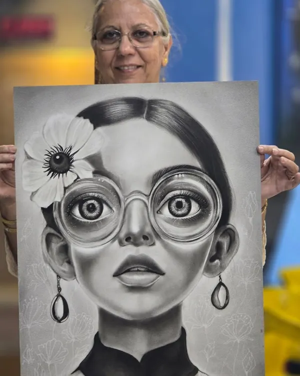 It's never too late to pursue your passion for art. We are so proud of our student, Reeta, who created this incredibly detailed and imaginative charcoal portrait, proving that creativity has no age limit.