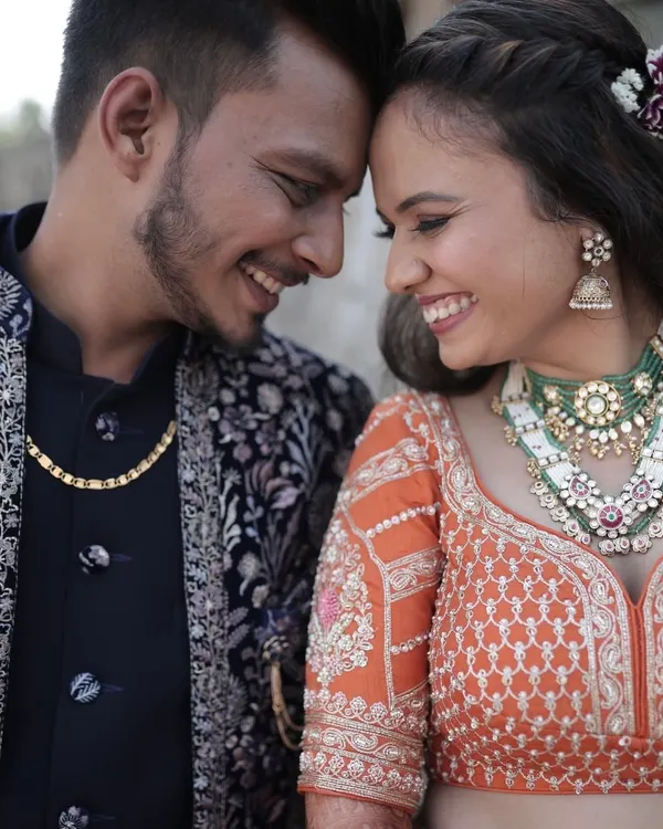 A close up of this beautiful couple, their smiles say it all. Her engagement makeup was designed to be soft and radiant, complementing her natural joy.