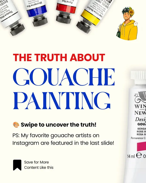 Let's talk about the truth of gouache painting. It can be a tricky medium for beginners, but I'm here to share some tips I've learned along the way. Swipe to uncover the secrets.
