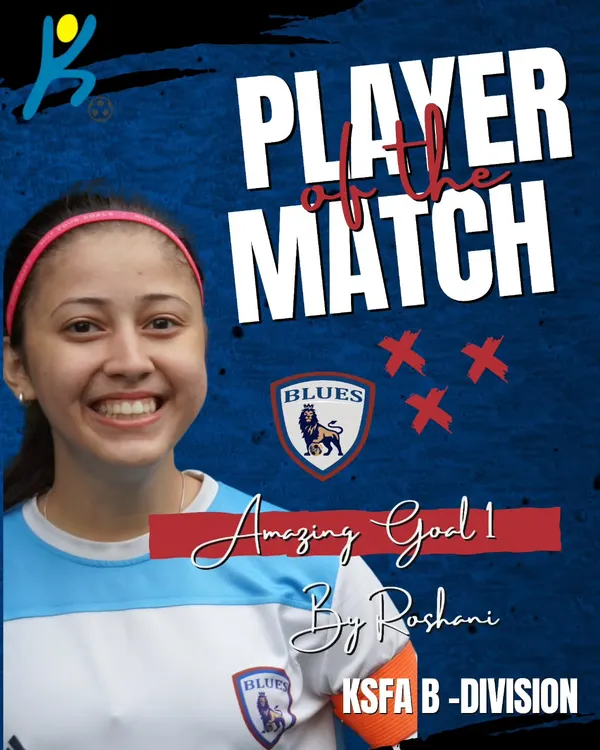 Celebrating our captain Roshani, who was named Player of the Match for her amazing goal in the KSFA B-Division league.