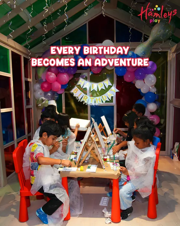 Every birthday becomes an adventure at my place! Here, a group of kids are enjoying a painting party, fully engaged in their creative masterpieces. I make sure every party is unique and fun.