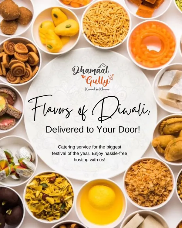 Let the flavours of Diwali come to you. This graphic showcases the variety of traditional sweets and namkeens I offer for hassle free festive hosting.
